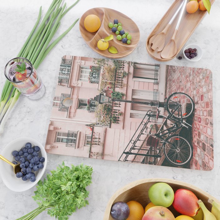 Bike in Paris Pink City Photography  Cutting Board Gallery Image 2