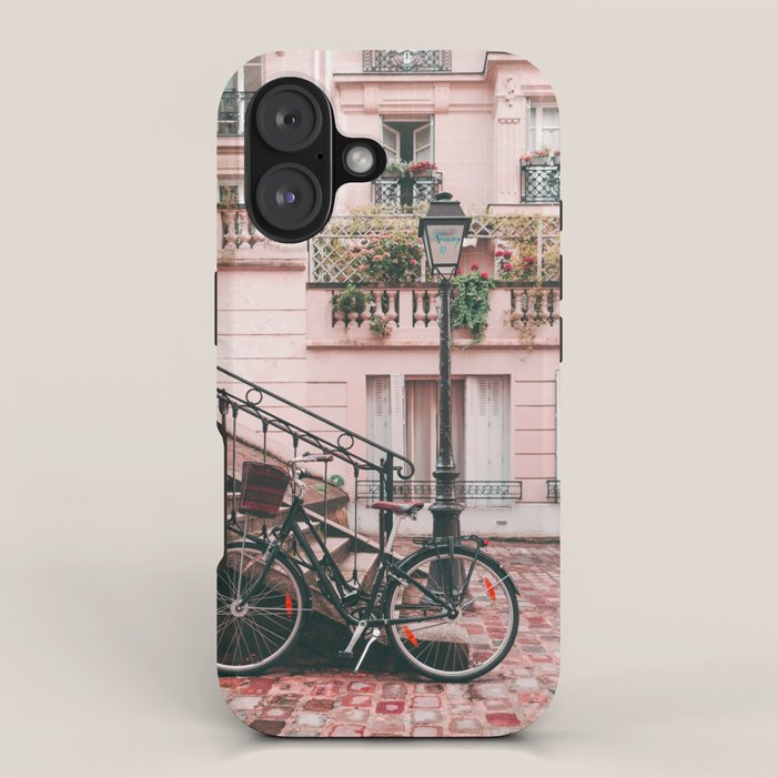 Bike in Paris Pink City Photography  iPhone Case Gallery Image 1