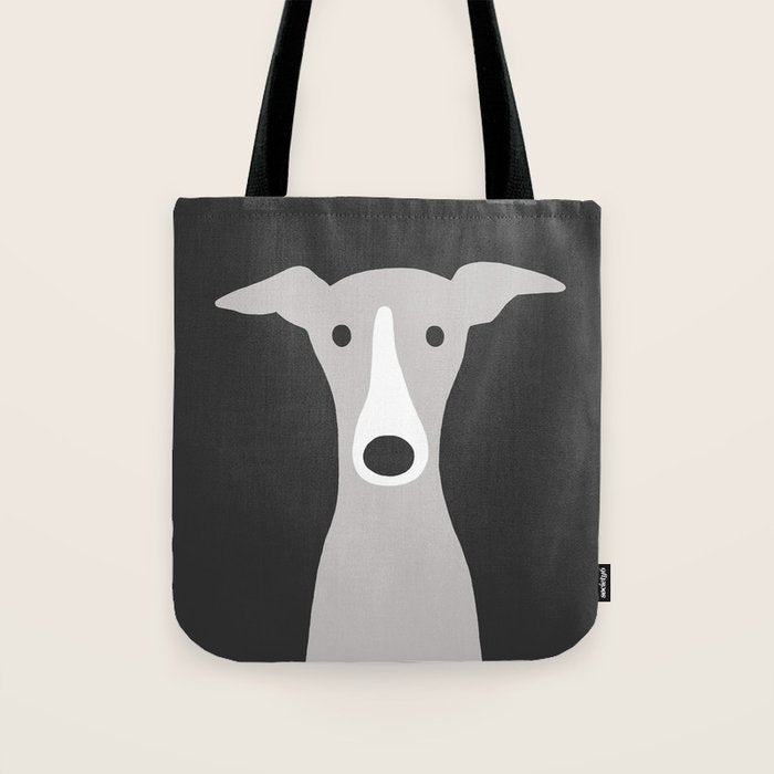 Cute Greyhound, Italian Greyhound or Whippet Cartoon Dog Tote Bag Gallery Image 1