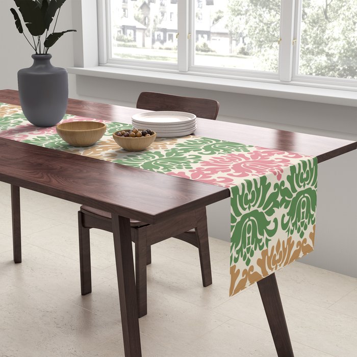 Vintage Damask Floral Pattern Table Runner Gallery Image 2