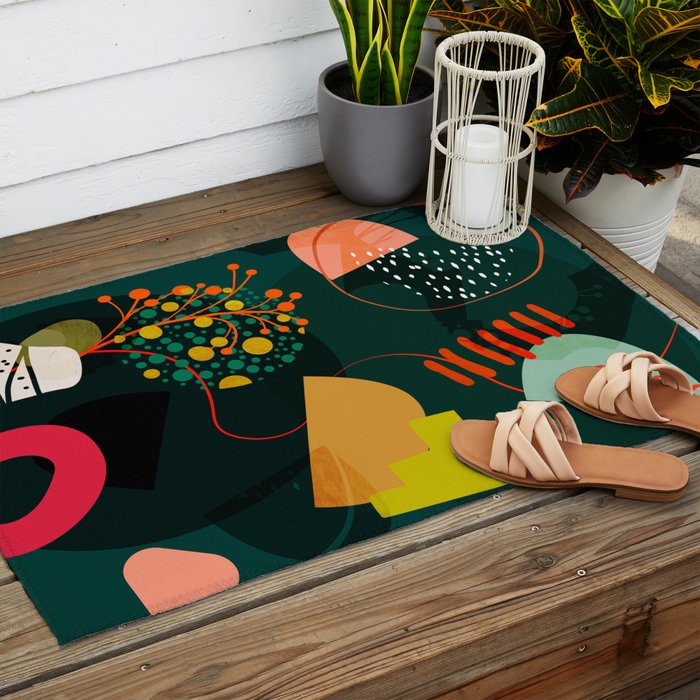 mid century garden shapes Outdoor Rug Gallery Image 2