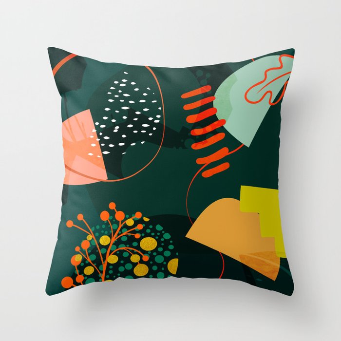 mid century garden shapes Throw Pillow Gallery Image 1