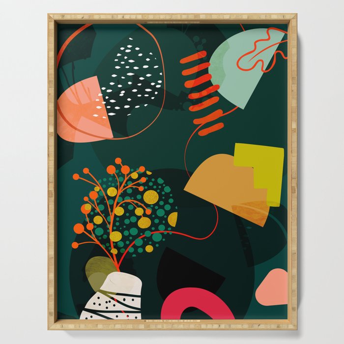 mid century garden shapes Serving Tray Gallery Image 1