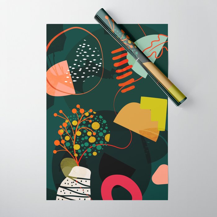 mid century garden shapes Wrapping Paper Gallery Image 1