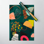 mid century garden shapes Wrapping Paper Gallery Image 1