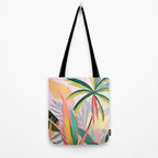 Tropical Jewels, Pastel Jungle Botanical Pastel, Bohemian Eclectic Plants Palms, Exotic Forest Nature Painting Tote Bag Gallery Image 2