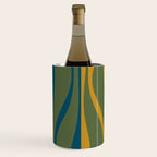 Mid Century Modern Retro Lounge Striped Ogee Pattern in Moroccan Blue Olive Green Ochre Wine Chiller Gallery Image 2