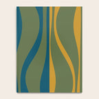 Mid Century Modern Retro Lounge Striped Ogee Pattern in Moroccan Blue Olive Green Ochre Notebook Gallery Image 4