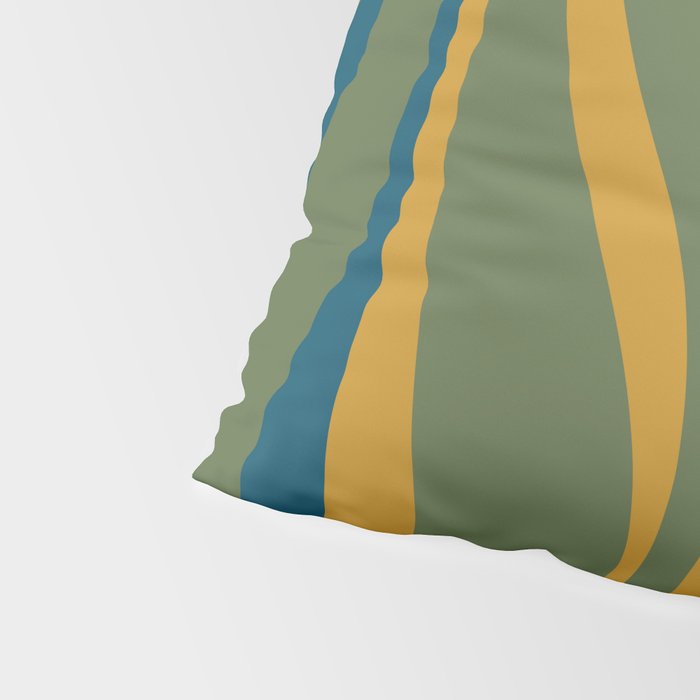 Mid Century Modern Retro Lounge Striped Ogee Pattern in Moroccan Blue Olive Green Ochre Pillow Sham Gallery Image 4