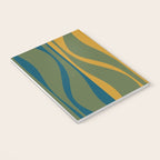 Mid Century Modern Retro Lounge Striped Ogee Pattern in Moroccan Blue Olive Green Ochre Notebook Gallery Image 3