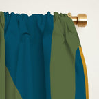 Mid Century Modern Retro Lounge Striped Ogee Pattern in Moroccan Blue Olive Green Ochre Window Curtain Gallery Image 2