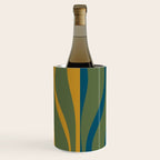 Mid Century Modern Retro Lounge Striped Ogee Pattern in Moroccan Blue Olive Green Ochre Wine Chiller Gallery Image 1