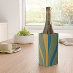 Mid Century Modern Retro Lounge Striped Ogee Pattern in Moroccan Blue Olive Green Ochre Wine Chiller Gallery Image 4