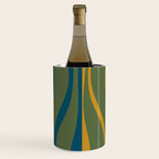 Mid Century Modern Retro Lounge Striped Ogee Pattern in Moroccan Blue Olive Green Ochre Wine Chiller Gallery Image 3