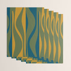 Mid Century Modern Retro Lounge Striped Ogee Pattern in Moroccan Blue Olive Green Ochre Wrapping Paper Gallery Image 3