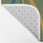 Mid Century Modern Retro Lounge Striped Ogee Pattern in Moroccan Blue Olive Green Ochre Bath Mat Gallery Image 2