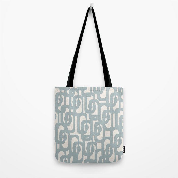 Mod Loops - Mid Century Modern Pattern in Light Blue-Gray and Cream Tote Bag Gallery Image 2