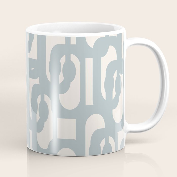 Mod Loops - Mid Century Modern Pattern in Light Blue-Gray and Cream Coffee Mug Gallery Image 1