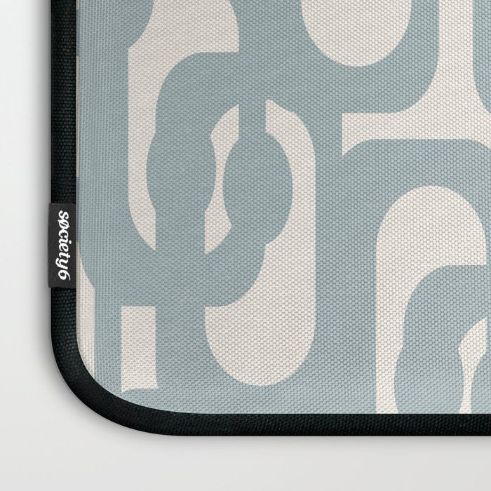 Mod Loops - Mid Century Modern Pattern in Light Blue-Gray and Cream Laptop Sleeve Gallery Image 3