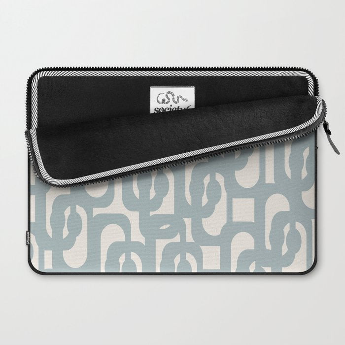 Mod Loops - Mid Century Modern Pattern in Light Blue-Gray and Cream Laptop Sleeve Gallery Image 2
