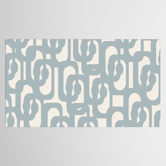 Mod Loops - Mid Century Modern Pattern in Light Blue-Gray and Cream Tablecloth Gallery Image 2