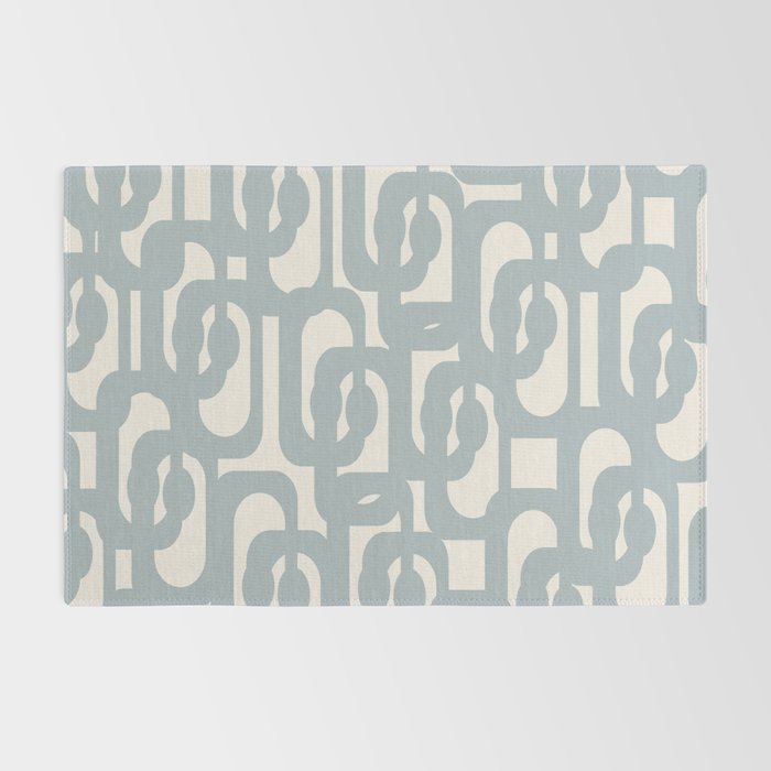 Mod Loops - Mid Century Modern Pattern in Light Blue-Gray and Cream Rug Gallery Image 2