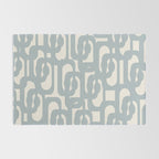 Mod Loops - Mid Century Modern Pattern in Light Blue-Gray and Cream Rug Gallery Image 2