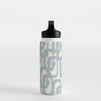 Mod Loops - Mid Century Modern Pattern in Light Blue-Gray and Cream Water Bottle Gallery Image 3