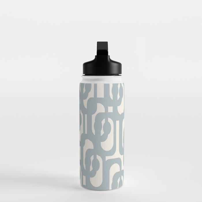 Mod Loops - Mid Century Modern Pattern in Light Blue-Gray and Cream Water Bottle Gallery Image 3