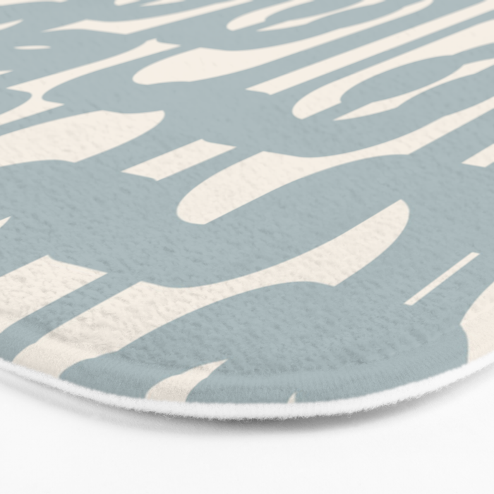 Mod Loops - Mid Century Modern Pattern in Light Blue-Gray and Cream Bath Mat Gallery Image 3