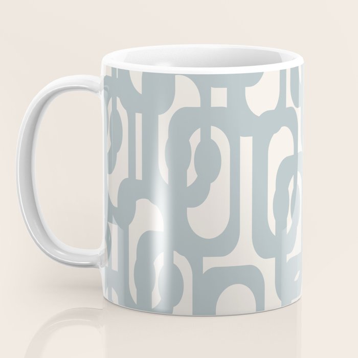 Mod Loops - Mid Century Modern Pattern in Light Blue-Gray and Cream Coffee Mug Gallery Image 3