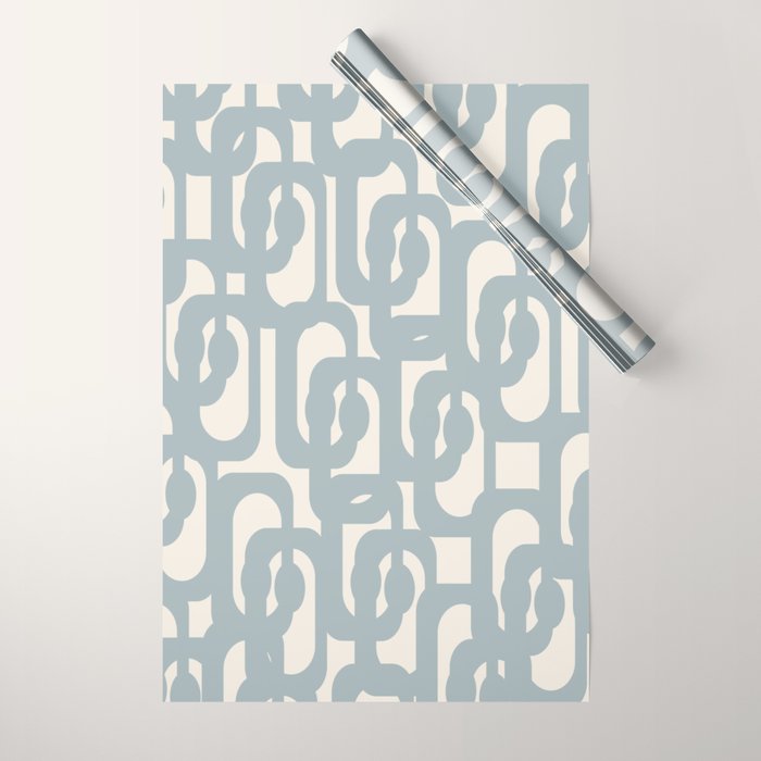 Mod Loops - Mid Century Modern Pattern in Light Blue-Gray and Cream Wrapping Paper Gallery Image 1