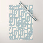 Mod Loops - Mid Century Modern Pattern in Light Blue-Gray and Cream Wrapping Paper Gallery Image 1