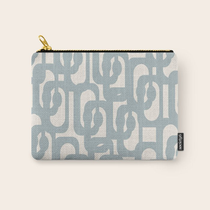 Mod Loops - Mid Century Modern Pattern in Light Blue-Gray and Cream Carry All Pouch Gallery Image 1