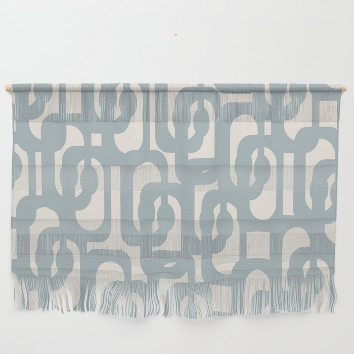 Mod Loops - Mid Century Modern Pattern in Light Blue-Gray and Cream Wall Hanging Gallery Image 1