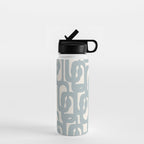 Mod Loops - Mid Century Modern Pattern in Light Blue-Gray and Cream Water Bottle Gallery Image 1