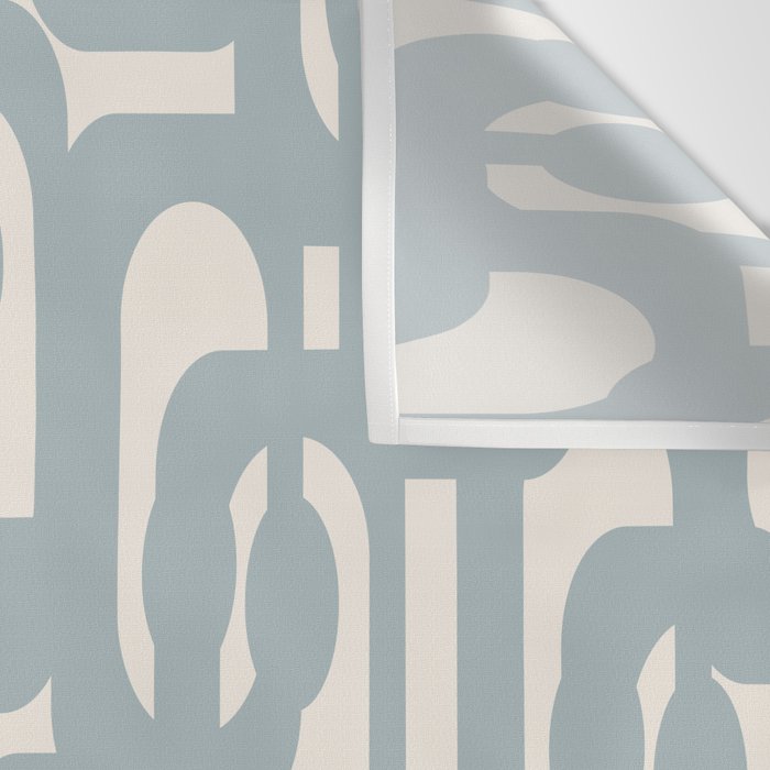 Mod Loops - Mid Century Modern Pattern in Light Blue-Gray and Cream Wall Tapestry Gallery Image 3