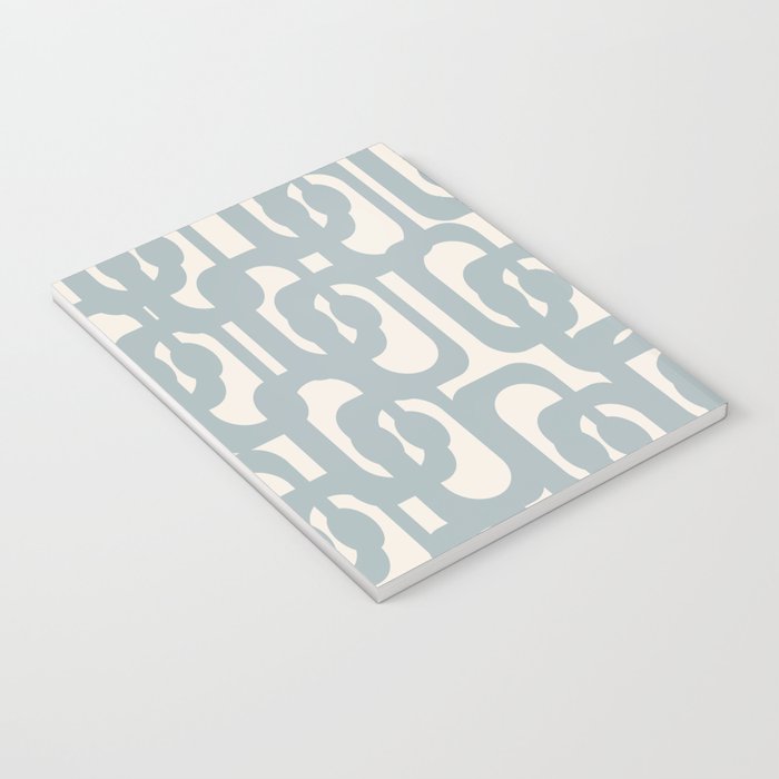Mod Loops - Mid Century Modern Pattern in Light Blue-Gray and Cream Notebook Gallery Image 3