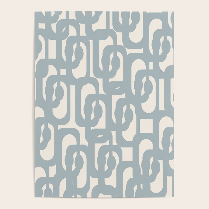 Mod Loops - Mid Century Modern Pattern in Light Blue-Gray and Cream Poster Gallery Image 4