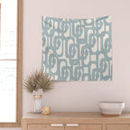 Mod Loops - Mid Century Modern Pattern in Light Blue-Gray and Cream Wall Tapestry Gallery Image 2