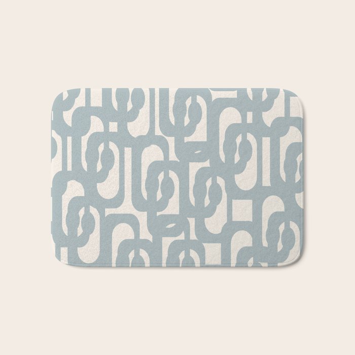 Mod Loops - Mid Century Modern Pattern in Light Blue-Gray and Cream Bath Mat Gallery Image 1