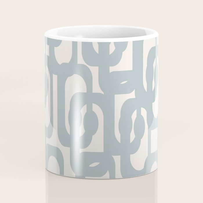 Mod Loops - Mid Century Modern Pattern in Light Blue-Gray and Cream Coffee Mug Gallery Image 4