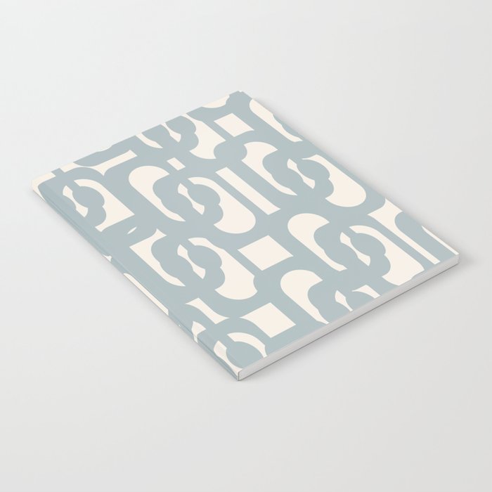 Mod Loops - Mid Century Modern Pattern in Light Blue-Gray and Cream Notebook Gallery Image 1