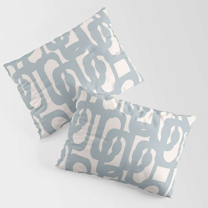 Mod Loops - Mid Century Modern Pattern in Light Blue-Gray and Cream Pillow Sham Gallery Image 3