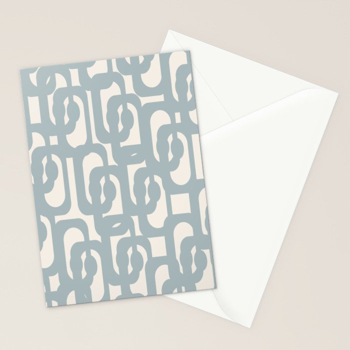 Mod Loops - Mid Century Modern Pattern in Light Blue-Gray and Cream Stationery Card Gallery Image 2
