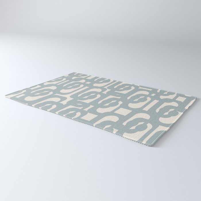 Mod Loops - Mid Century Modern Pattern in Light Blue-Gray and Cream Rug Gallery Image 3