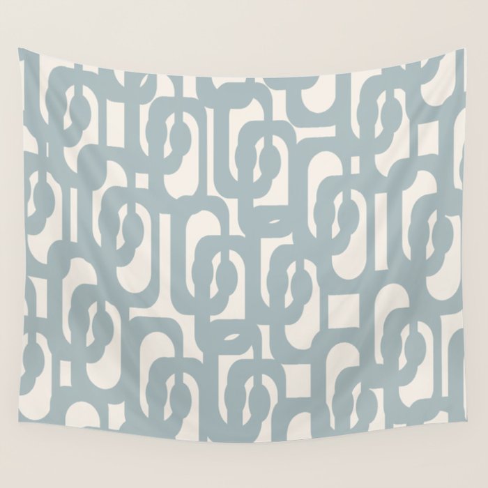 Mod Loops - Mid Century Modern Pattern in Light Blue-Gray and Cream Wall Tapestry Gallery Image 4