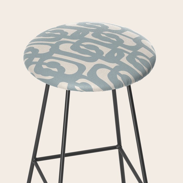 Mod Loops - Mid Century Modern Pattern in Light Blue-Gray and Cream Stool Gallery Image 2