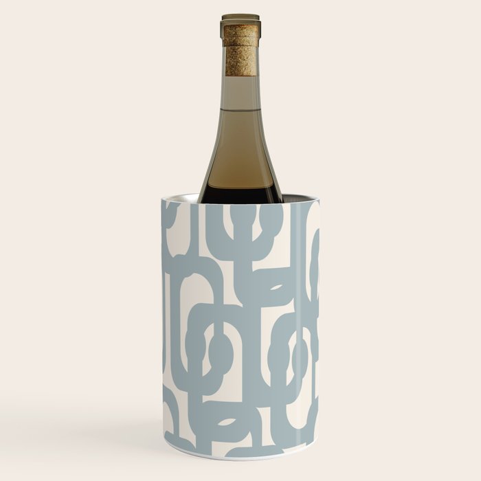 Mod Loops - Mid Century Modern Pattern in Light Blue-Gray and Cream Wine Chiller Gallery Image 1