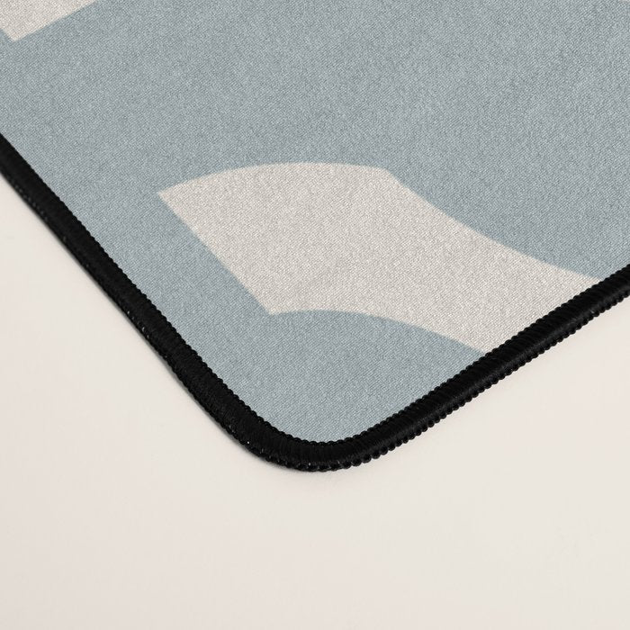 Mod Loops - Mid Century Modern Pattern in Light Blue-Gray and Cream Desk Mat Gallery Image 4